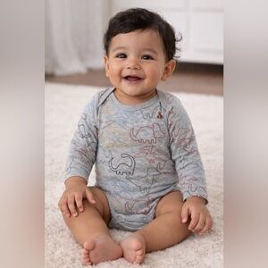 Baby GAP Dinosaur Print Long-Sleeve Onesie Bodysuit